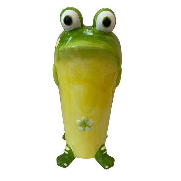 Burton + Burton Toby The Toad Vase 2005 Ceramic 8" H Green Yellow Figurine - Picture 3 of 9